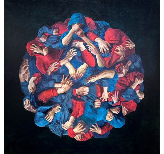 German Tellez - "Fourth Cycle (Brothers)" 2024 - Oil on linen - 121,5 x 121,5 cm, 48 x 48 in