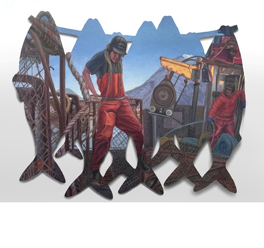 Ryan Davis - “Winter Coast” 2024 - Oil on shaped canvas, mounted to panel - 54,6 x 70,5 cm, 21,5 x 27,8 in