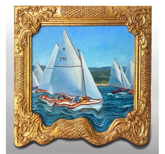 Ryan Davis - “The Headwind” 2024 - Oil on panel with custom-made frame - 58,4 x 58,4 cm, 23 x 23 in