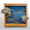Ryan Davis - “Gone Fishing” 2024 - Oil on shaped panel with custom-made frame - 58 x 70,2 cm, 22,9 x 27,6 in