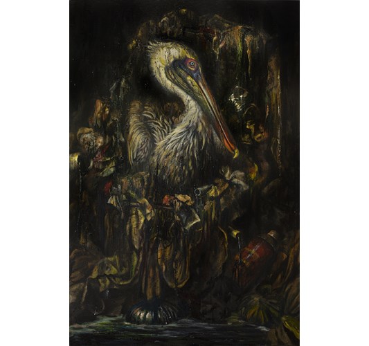 Martin Wittfooth - “Grease” 2024 - Oil on canvas - 92 x 86 cm, 36 x 34 in