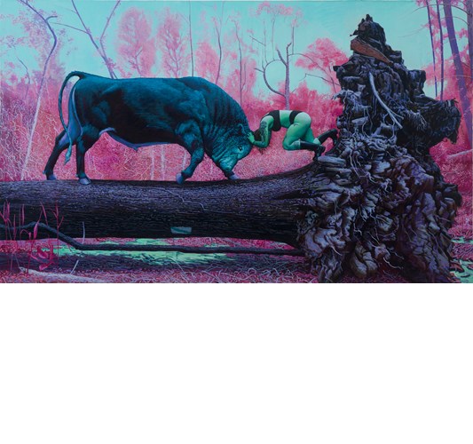 John Jacobsmeyer - John Jacobsmeyer “Lumber Punks” 2024 - Oil on linen - 76 x 127 cm, 30 x 50 in