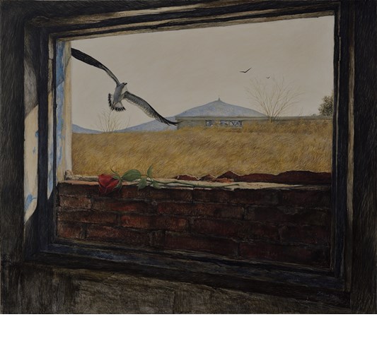 Zhou Chen - Zhou Chen "Farewell" 2023 - Tempera on panel - 50 x 60 cm, 20 x 24 in