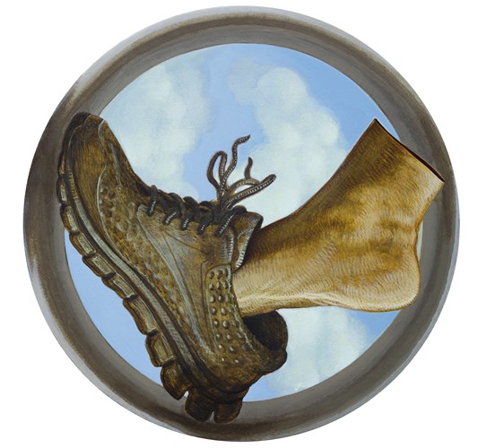 Lorenzo Tonda - "Left Foot" 2024 - Acrylic on wood - 25 cm diameter, 9,8 in diameter