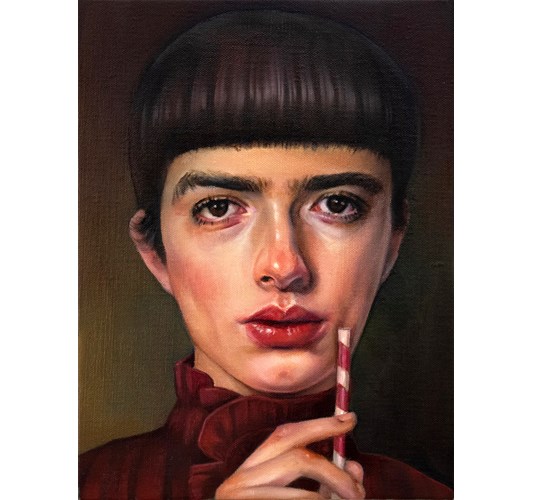 Barnaby Whitfield - “Tea Stained and Doing Them in With my Grief Again” 2023 - Oil on canvas - 30 x 23 cm, 12 x 9 in