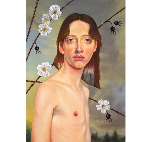 Barnaby Whitfield - “Scotch Rose” 2023 - Oil on canvas - 51 x 41 cm, 20 x 16 in