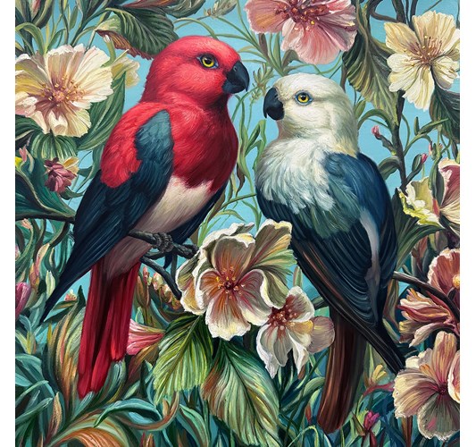 Angela Gram - "Pair", 2025 - Oil on panel - 41 x 41 cm, 16 x 16 in