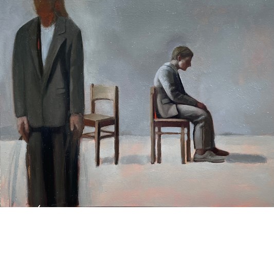 Rebecca Orcutt - ”Chair” 2025 - Oil on panel - 23 x 30 cm, 9 x 12 in