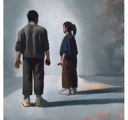 Rebecca Orcutt - “Two” 2024 - Oil on panel - 20 x 20 cm, 8 x 8 in