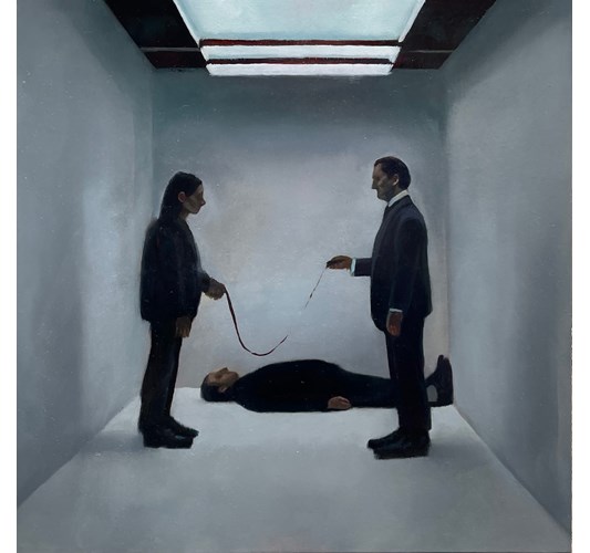 Rebecca Orcutt - “Wrong Order” 2024 - Oil on panel - 30 x 30 cm, 12 x 12 in