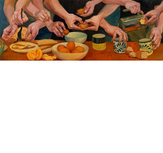German Tellez - Scrambled Eggs, 2025 - Oil on linen - 38 x 86 cm, 15 x 34 in