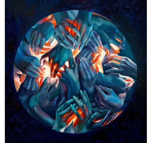 German Tellez - "Prayer" 2024 - Oil on linen - 70 x 70 cm, 27,5 x 27,5 in