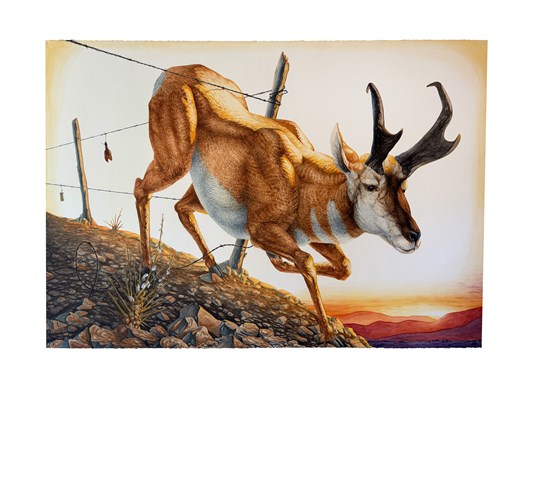 Jed Webster Smith - "Crossing Thru" 2025, - Watercolor on paper mounted to canvas - 114 x 166 cm, 45 x 65 in