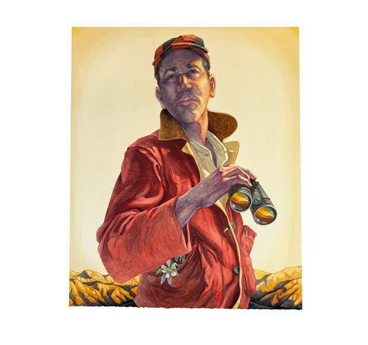 Jed Webster Smith - "Self Reflection" 2025 - Watercolor on paper mounted to canvas - 93 x 77 cm, 36,5 x 30 in