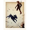 Jed Webster Smith - "Shellacked cowboy XXXV" 2024 - Shellac ink on vintage paper mounted to panel - 41 x 31 cm, 16 x 12 in