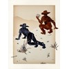 Jed Webster Smith - "Shellacked Cowboy XXXVI" 2024 - Shellac ink on vintage paper mounted to panel - 41 x 31 cm, 16 x 12 in