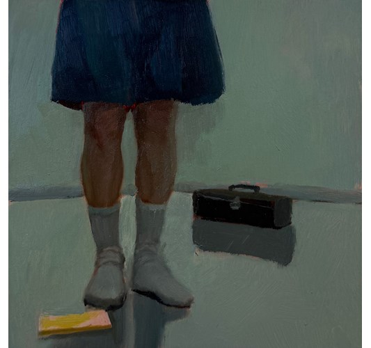 Rebecca Orcutt - "Plans” 2025 - Oil on panel - 15 x 15 cm, 6 x 6 in