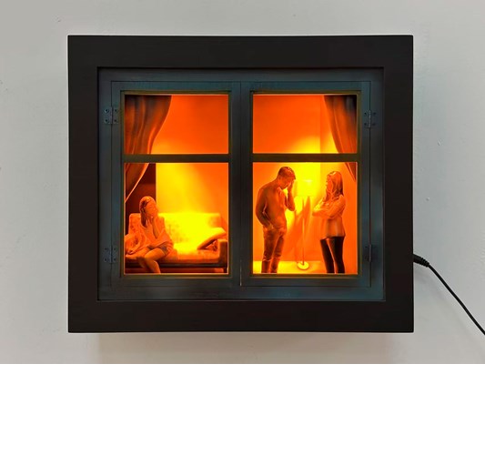 Jiannan Wu - Jiannan Wu “Elmhurst” 2025, - Acrylic on resin, wood, metal and LED light, - 36 x 31 x 14 cm, 14 x 12 x 6 in