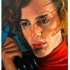 Barnaby Whitfield - "I once had full lips and a rotary phone (it was an insurmountable distance, an unfathomable chasm between us)" 2025, - Oil on canvas, - 15 x 15 cm, 6 x 6 in
