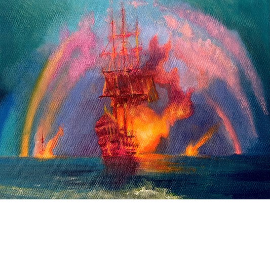 Barnaby Whitfield - "Plain Air Demise" 2025, - Oil on canvas, - 23 x 31 cm, 9 x 12 in