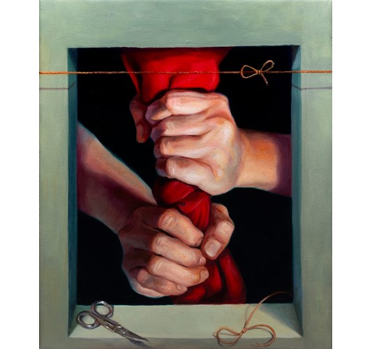 German Tellez - German Tellez ”String” 2025 - Oil on linen - 30 x 25 cm, 12 x 10 in