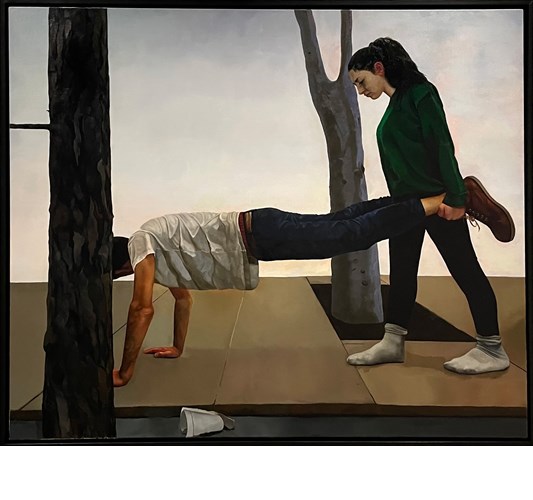 Rebecca Orcutt - ”Talking About Leaving” 2021 - Oil on canvas - 152 × 213 cm, 60 × 84 in