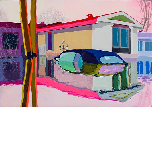 Monica Whalley - ”Flood 7” 2025 - gouache on cradled panel, - 13 x 18 cm, 5 x 7 in