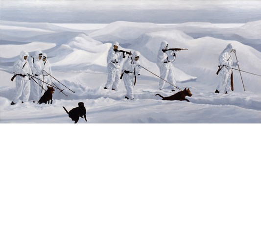 Monica Whalley - “Frieze” 2022 - Oil on aluminum panel, - 58 x 122 cm, 23 x 48 in
