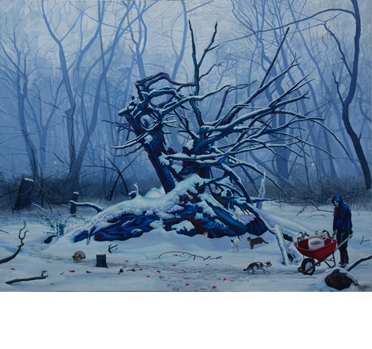 John Jacobsmeyer - "Colony" 2025, - Oil on linen, - 120 x 152 cm, 47 x 60 in