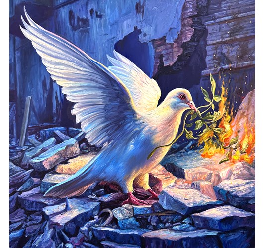 Angela Gram - ”Olive Branch” 2026 - Oil on panel, - 41 x 41 cm, 16 x 16 in