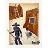 Jed Webster Smith - "Shellacked Cowboy XLV3" 2026, - Shellac ink on vintage paper mounted to panel, - 41 x 30 cm, 16 x 12 in,