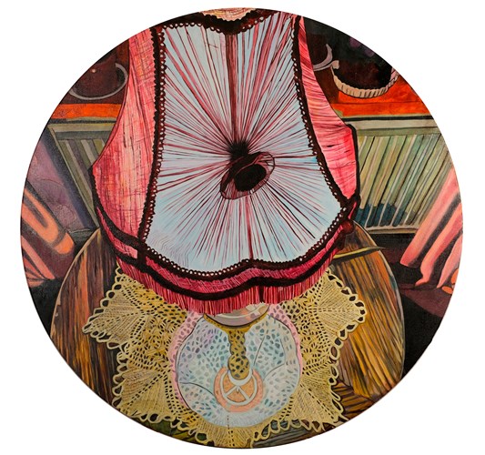 Emilia Nurmivaara - "The Opening" 2026, - oil on linen, - D. 110 cm, 43 in