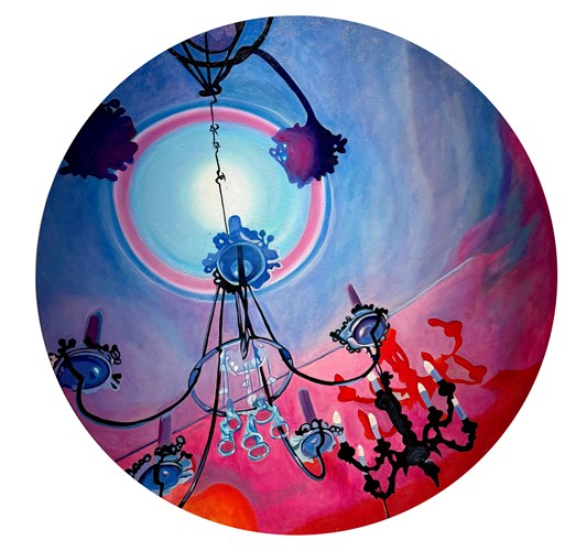 Emilia Nurmivaara - "Eclipse", 2026, - Oil on linen, - D. 120 cm, 47 in