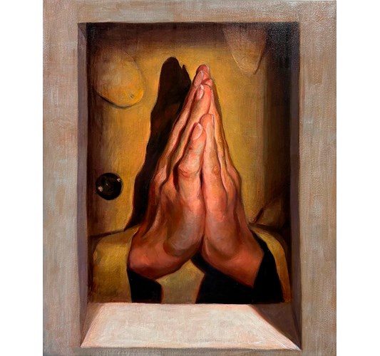 German Tellez - "Shadow" 2025, - Oil on linen, - 30 x 25 cm, 12 x 10 in