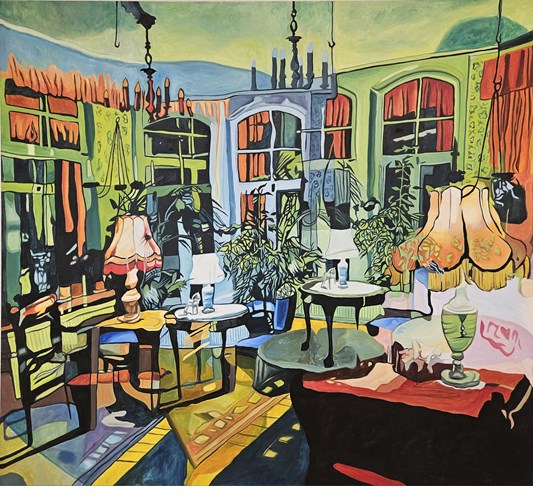 Emilia Nurmivaara - ”Liminal Room” 2026, - Oil on canvas, - 173 x 192 cm, 68 × 76 inches
