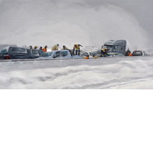 Monica Whalley - “Confluence” 2025, - Oil on linen, - 59 x 102 cm, 23 x 40 in