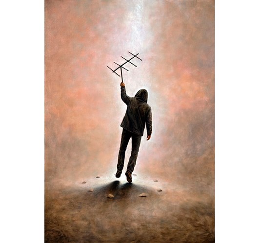Jacob Dahlstrup - "Transmission" 2026, - oil on linen, - 170 x 120 cm, 67 × 47 in
