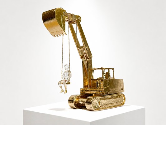 Jiannan Wu - "Swing Upon the Sixpence" 2026, - Bronze, transparent resin, Edition of 3 + 1 AP - 30 × 32,5 × 11.5 cm, 11,8 x 12,8 x 4,5 in