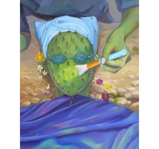 Jingyi Wang - "De-Thorning" 2026, - oil on linen, - 50 x 40 cm, 20 x 16 in