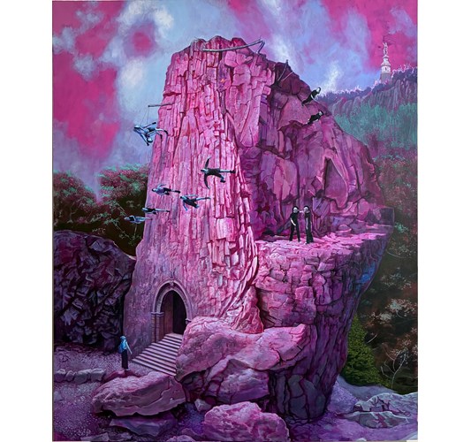 John Jacobsmeyer - "Climbing School" 2026, - Oil on linen, - 152 × 119 cm, 60 x 47 in