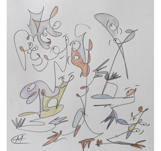 Michael Ahlefeldt - Drawing Series #1–8 2026, - Colored graphite on paper framed in oak aquarium frame with museum glass, - 30 × 30 cm, 12 × 12 in.
