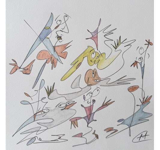 Michael Ahlefeldt - Drawing Series #1–8 2026, - Colored graphite on paper framed in oak aquarium frame with museum glass, - 30 × 30 cm, 12 × 12 in.