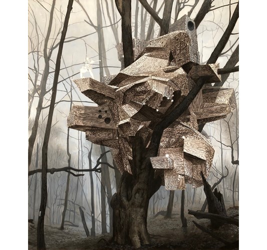 John Jacobsmeyer - "Poison Ivy" 2019 - Oil on paper on linen - 101 x 86 cm, 40 x 34 in