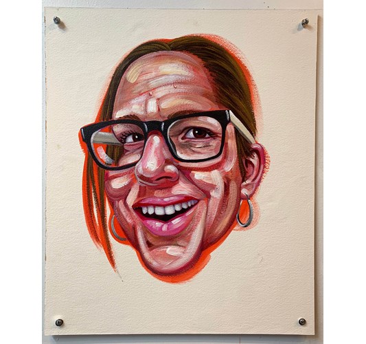 Tom Sanford - "Karyn" 2019 - Acrylic on paper mounted on aluminum panel - 61 x 51cm, 24 x 20 in