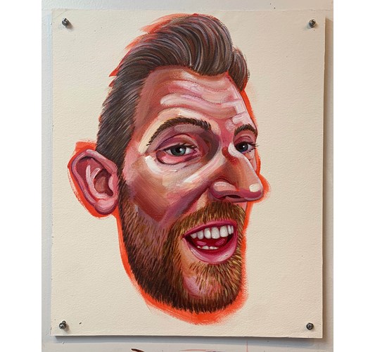 Tom Sanford - "Matt" 2019 - Acrylic on paper mounted on  aluminum panel - 61 x 51cm, 24 x 20 in