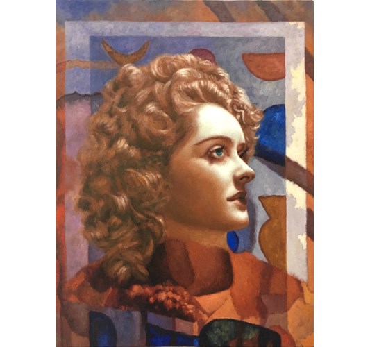 Alison Blickle - Peach Moon Portrait, 2019 - oil on canvas - 61 x 46 cm,24 x 18 in