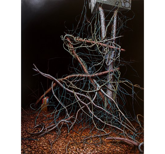 John Jacobsmeyer - "The Owl was Fake" 2019 - Oil on linen - 127 x 102 cm, 50 x 40 in
