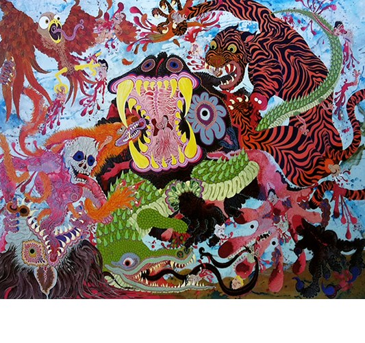 Aaron Johnson - "Now We Hunt Hippopotamus" 2011 - silkscreen print,  edition of 40 + 3 AP - 30 x 40 cm, 11.8 x 15.7 in